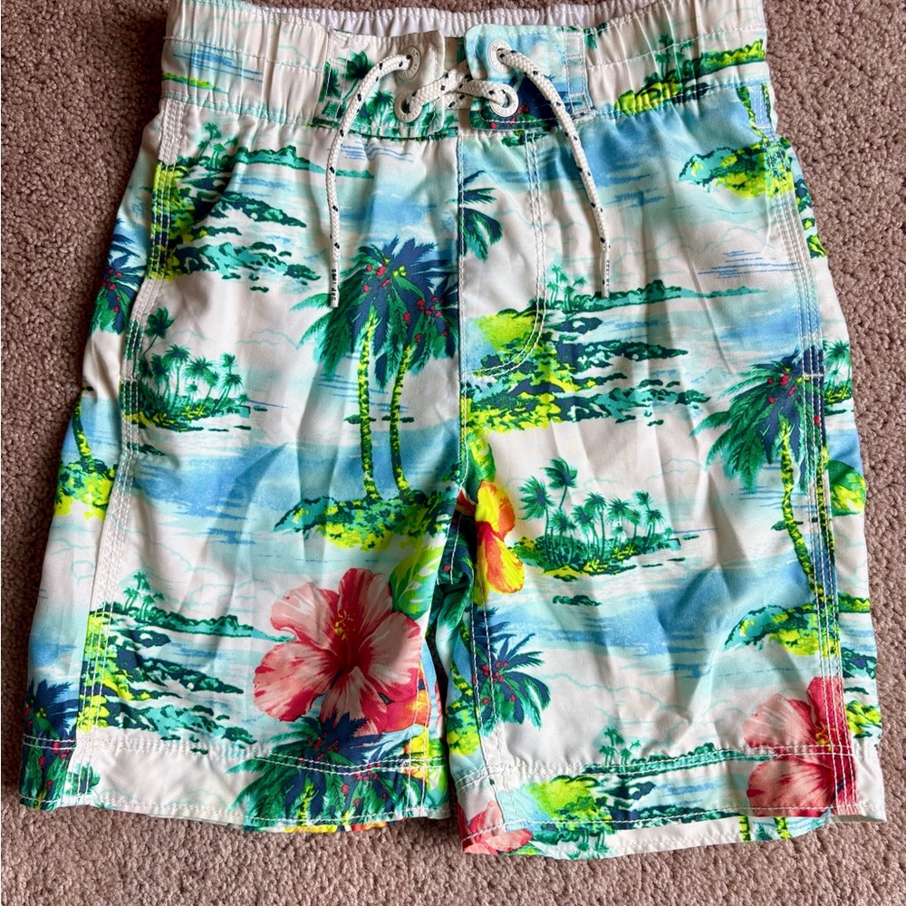 GAP Kids Tropical Print Swim Trunks